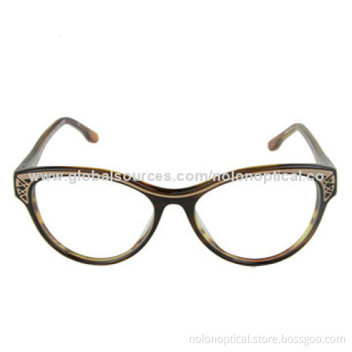 Foil Metal Plaque Insert into Acetate Front Eyeglasses
